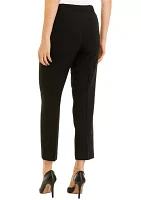 Women's Stretch Crepe Fly Front Side Elastic Trouser Pants