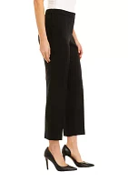 Women's Stretch Crepe Fly Front Side Elastic Trouser Pants