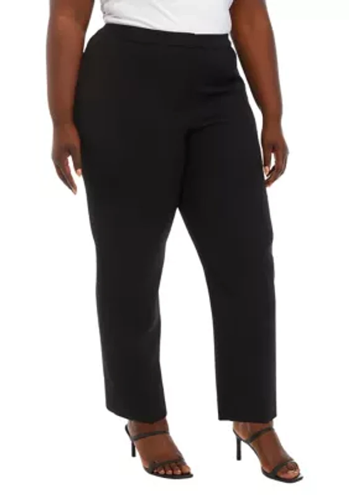 Plus Stretch Crepe Fly Front Side Elastic Trouser Pants