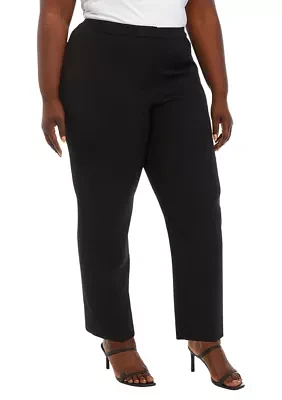 Plus Stretch Crepe Fly Front Side Elastic Trouser Pants