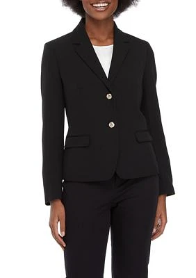 Women's Stretch Crepe Two Button Flap Pocket Jacket