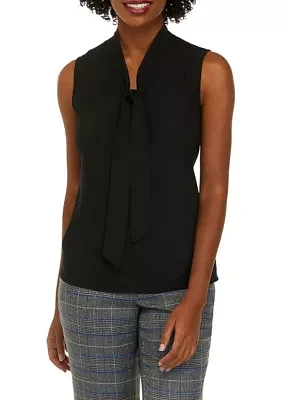 Sleeveless Tie Front Blouse