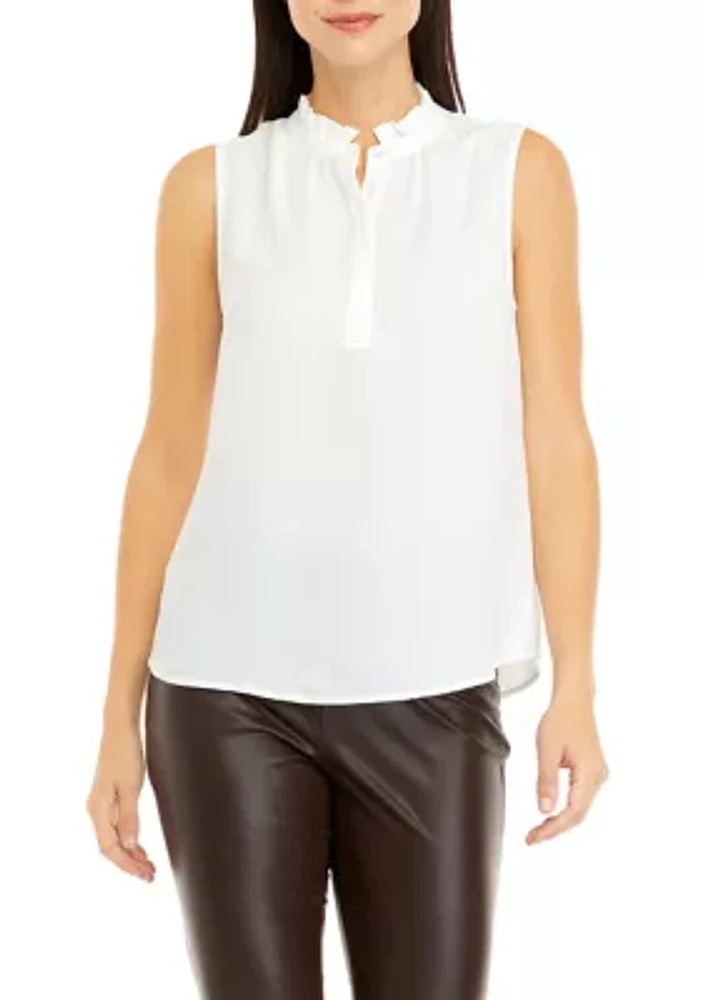 Women's Sleeveless Ruffle Neck Blouse