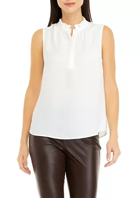 Women's Sleeveless Ruffle Neck Blouse