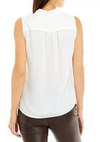 Women's Sleeveless Ruffle Neck Blouse