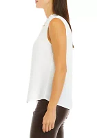 Women's Sleeveless Ruffle Neck Blouse