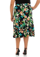 Plus Floral Midi Skirt