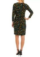 Women's 3/4 Sleeve Side Tie Printed Dress