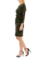 Women's 3/4 Sleeve Side Tie Printed Dress