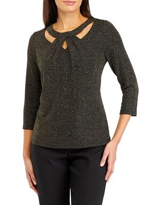 Petite Twist Neck Knit Top