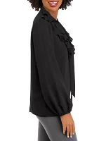 Women's Ruffle Front Crepe Blouse