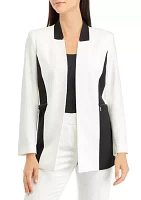 Women's Long Sleeve Open Front Color Block Jacket