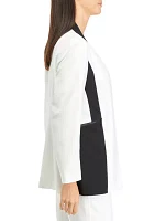 Women's Long Sleeve Open Front Color Block Jacket