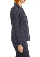 Petite Button Front Notch Lapel Jacket