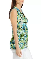 Women's Printed Knot Front Top