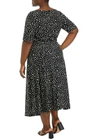 Plus Printed Fit and Flare Dress