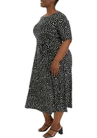 Plus Printed Fit and Flare Dress