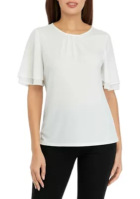 Women's Contrast Bell Sleeve Top