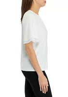 Women's Contrast Bell Sleeve Top