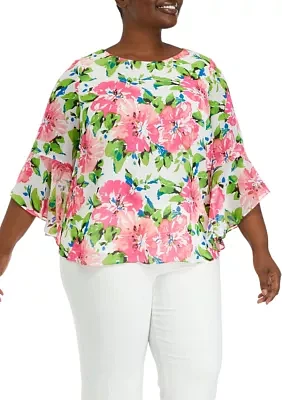 Plus Ruffle Sleeve Blouse