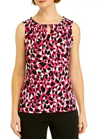 Women's Printed Pleated Neck Top