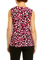 Women's Printed Pleated Neck Top