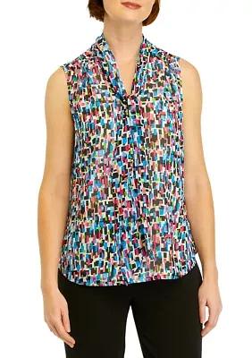 Women's Sleeveless Bow Neck Blouse