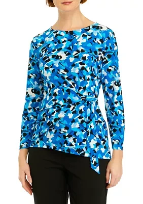 Women's Long Sleeve Printed Wrap Top