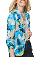 Women's Linen Blend Leaf Print Jacket