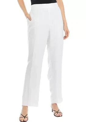 Petite Linen Blend Pull On Elastic Back Trouser Pants