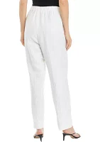 Petite Linen Blend Pull On Elastic Back Trouser Pants