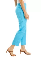 Women's Linen Blend Fly Front Elastic Back Pants