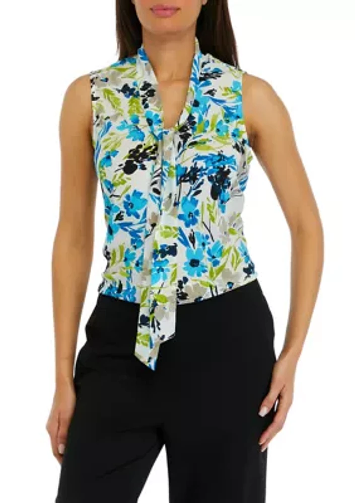 Women's Sleeveless Tie Front Blouse