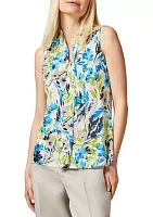 Petite Sleeveless Tie Front Blouse