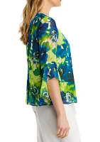 Women's Printed Ruffled Bell Sleeve Blouse