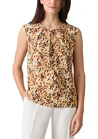 Petite Printed Keyhole Blouse