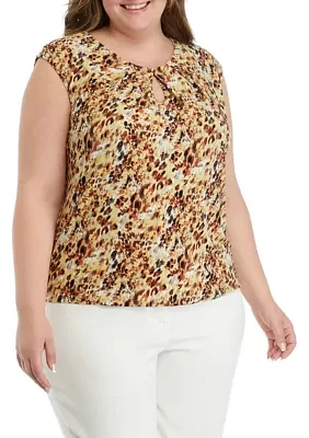 Plus Printed Keyhole Cami Blouse