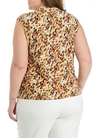 Plus Printed Keyhole Cami Blouse