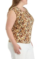 Plus Printed Keyhole Cami Blouse