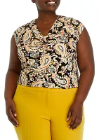 Plus Cowl Neck Printed Top