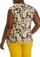 Plus Cowl Neck Printed Top