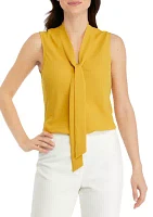 Petite Sleeveless Tie Neck Blouse