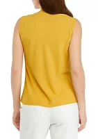 Petite Sleeveless Tie Neck Blouse