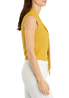 Petite Sleeveless Tie Neck Blouse