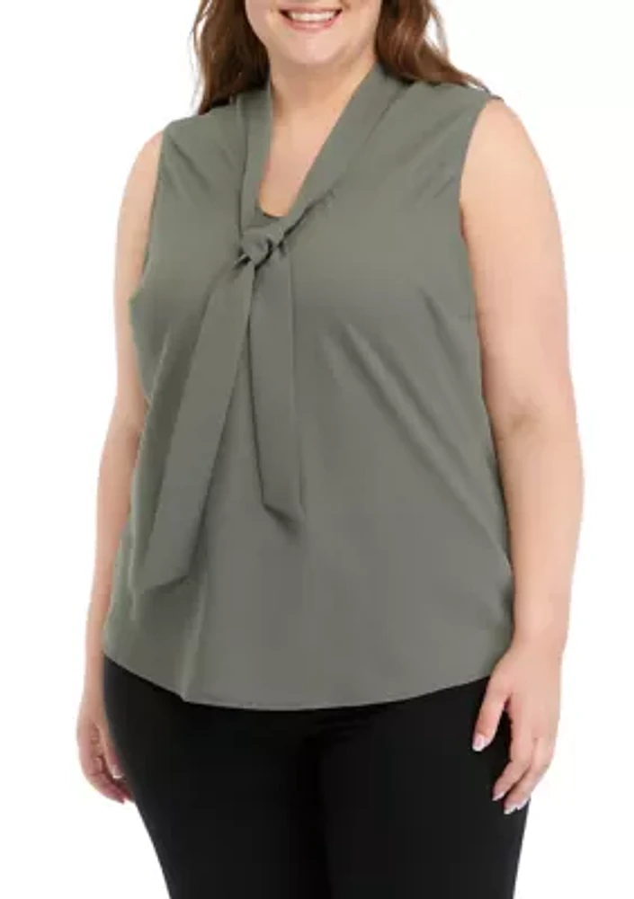 Plus Tie Neck Blouse