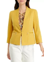 Women's Open Blazer with Zippered Pockets