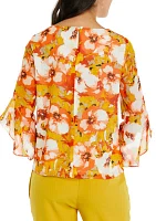 Women's Ruffle Floral Printed Blouse