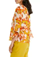 Women's Ruffle Floral Printed Blouse