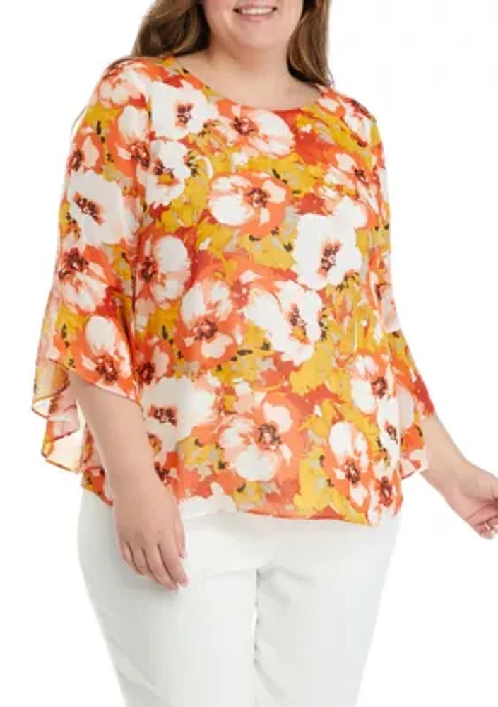 Plus Floral Printed Blouse