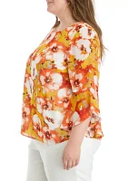 Plus Floral Printed Blouse